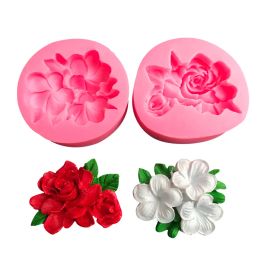 3D Bloom Rose Silicone Fondant Mould Kitchen DIY Cake Baking Tools Gummy Cupcake Cookies Chocolate Mould Clay Plaster Decoration