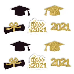 Party Decoration 9/10/12Pcs/Set Cake Topper Congrats Grad Gold For Graduations College Graduate Celebration