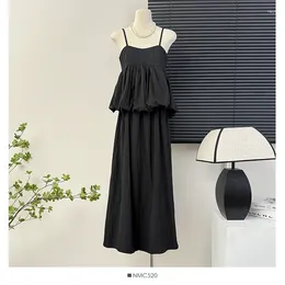 Skirts A Line Sexy Women Fashion Waist Y2K Casual Cami Elegant Vintage Sets Two Pieces Korean Chic Fairycore High Street Folds