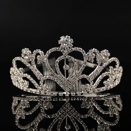 Cheap Silver Crystals Wedding Tiaras Beaded Bridal Crowns Rhinestone Head Pieces Cheap Comb Hair Accessories Pageant Tiara 334t
