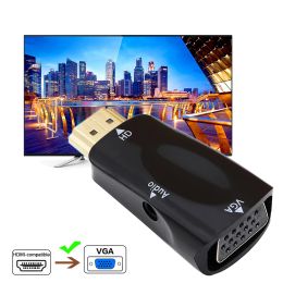 HDMI-compatible To VGA Converter Adapter Audio Cable Convert HD Famale To Vga Male For Laptop TV Box Computer Display Projector