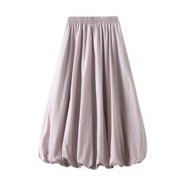 Spring High Waist Slim Flower Bun Skirts Female Lantern Loose Skirt Korean Fashion Midi Long A- Line Skirt for Women 240527