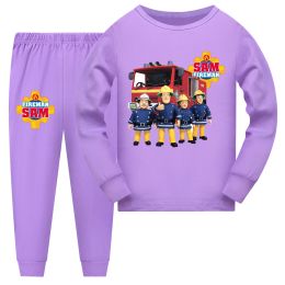 Girls Boys Costume Pyjamas New Kids Pyjamas Set Fireman Sam Clothes For Baby Pijama Suit Sleepwear Toddler Nightwear Pants