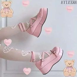 Sandals Size Lolita Plus Shoes Japanese Mary Jane Women Heart Buckle JK Lovely Girl Student Kawaii Sweet Waterpro 1ed