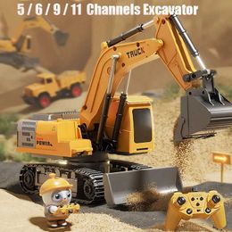 Diecast Model Cars Electric excavator toy engineering vehicle alloy and plastic dump truck remote control excavator hybrid crane forklift S2452722