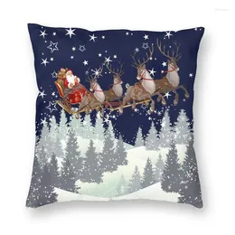 Pillow Merry Christmas Covers Sofa Living Room Xmas Santa Claus Square Throw Case 40x40