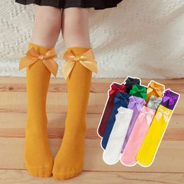 3-12 years old summer candy bow solid Colour tube children's cotton mosquito-proof student dancing cute socks