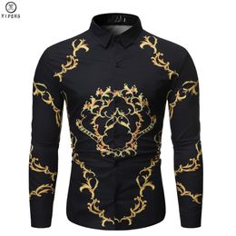 Luxury Baroque Long Sleeve Mens Shirts 2020 New Autumn Floral Printed Slim Fit Harajuku Hipster Chemise Homme Mens Dress Shirt C039084202