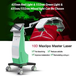Lipo Laser Weight Loss Machine 360 Rotation 532 635nm dual waves Green Red Light Laser Anti Cellulite Fat Burning 10D Laser Body Shaping Device