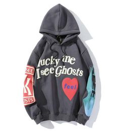 Weirdo Graffiti Letter Printed Hoodies Men Lucky Me I See Ghosts Mens Hooded Sweatshirts Fleece Streetwear Harajuku 2107202299074