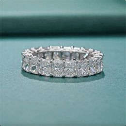 VOAINO 9K 14K Gold Lab Grown Jewelry Radiant Cutting Wedding CVD Diamond Eternity Band Ring