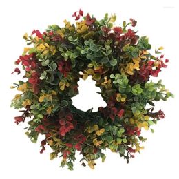 Decorative Flowers 13 Inch Artificial Fall Door Wreath Thanksgiving Harvest Window And Wall High Quality Orange For Home Decor