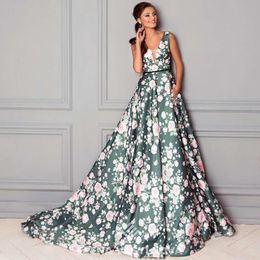 Summer New Womens Fashion Elegant Dress With Bohemian Style Printed Big Swing Long Dress