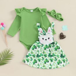 Clothing Sets St Patricks Day Baby Girl Outfit Born Romper Long Sleeve Suspender Skirt Dress Cute Spring Winter Clothes