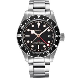 Wristwatches Automatic Movement Watch Bay Black Red Bezel Calendar Men's Steel Case 41MM Bracelet Luminous Hands Military 289I
