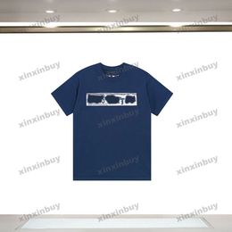 xinxinbuy Men designer Tee t shirt 2024 Italy Irregular Letter jacquard short sleeve cotton women black white XS-L