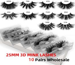New 10 Styles 25mm eyeLash 3d Mink eyeLash in Bulk Natural Long Mink Lashes False Eyelash 1085045