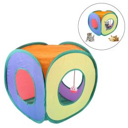 Fun Cat Tunnels Inside Foldable Cube Cat Tent Kitten Toy Tent House Interesting Pet Tunnel Toy Small Dog Playing Training