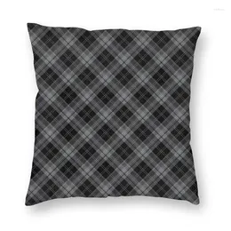 Pillow Modern Grey Black Plaid Cheque Tartan Cover For Sofa Polyester Geometric Throw Case Living Room