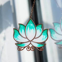 Garden Decorations Handmade Lotus Flower Pendant Epoxy Resin Window Panels Hangings Ornament Gifts For Lover Home Decoration
