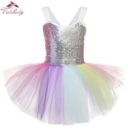 Dancewear New Ballet Tutu Skirt Baby Girl Clothes Sequins Colourful Girls Party Dance Rainbow Tulle Skirts Children Clothing Y240524