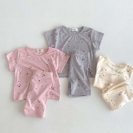 2024 Summer New Baby Short Sleeve Clothes Children Pamas 2pcs Suit Boys Girls Cotton T Shirts + Shorts Set Toddler Outfits