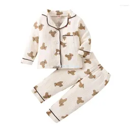 Clothing Sets 1-4Y Baby Pyjama Suit Casual Clothes Indoor Outfit 2-Pieces Toddler Print Home Wear Top & Pants Girls Boys Unisex Dropship