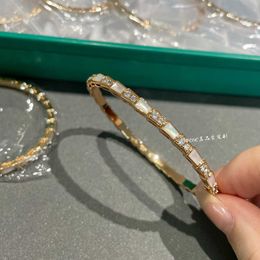 Vintage highend jewelry Bvlgrily bracelet for loved ones White Snake Bracelet Women 18k Rose Gold Light Luxury Advanced MWWI