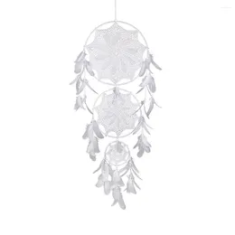 Decorative Figurines White Floral Wall Hanging Creative Fashion Crochet Decor Bohemian Feather Macrame Gifts Home Decoration