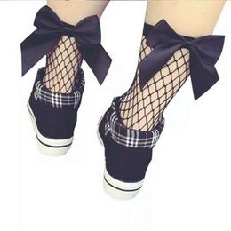 4-12 Year 2019 Women Baby Girls Kids Mesh Bow Fishnet Ankle High Lace Fish Net Vintage Short Socks Fashion Summer