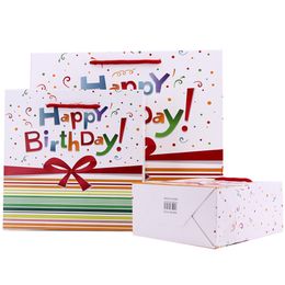 Gift Wrap 5PCS Happy Birthday Environment Friendly Kraft Paper Bag With Handles Recyclable Shop Store Packaging 238c