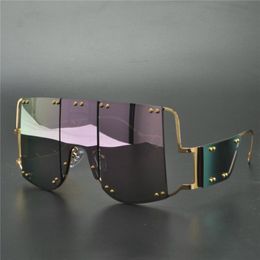 Sunglasses 2021 Luxury Square Women Vintage Brand Designe Oversized Sun Glasses Men Female Metal Purple Eyewear Shade NX 230V