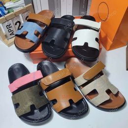 Fashion Slippers Women Designer H Sandals Retro For Womens Slipper Mens Casual Loafers Shoes Outdoor Beach Slides Flat Bottom With Buckle Unisex Genuine a965