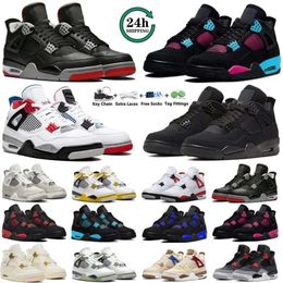 4 Basketball Shoes 4s Mens Sneakers Bred Reimagined Military Black Cat White Thunder Blue Shallow Medium Olive Motosports Men Women Trainer Sports Sneakers