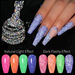 LILYCUTE Reflective Top Coat Gel Nail Polish Semi Permanent Shiny Sequins UV LED Varnish Nail Art Vernis Semi Permanent UV Gel