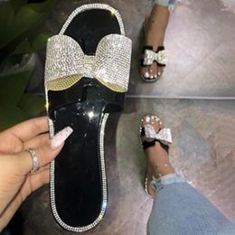 Slippers Women Crystal Jelly Shoes Female INS Ladies Bling Flats Woman Beach Women's Transparent Slides Plus Size 41