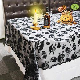 Table Cloth Black Lace Halloween Tablecloth Rectangle Skulls Bones Decoration Party Dinner Cover Supplies House
