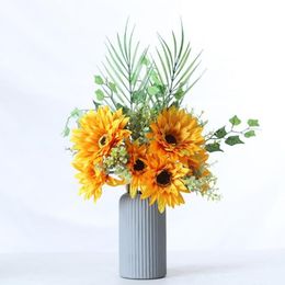 Decorative Flowers & Wreaths 1 Bouquet DIY Faux Silk Artificial Flower Easy To Maintain Delicately Cut Fake Sunflower Home Festival Wed 252c