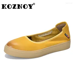 Casual Shoes Koznoy 3cm Women Flats Artistic Cutout Cow Suede Genuine Leather Summer Fashion Round Toe Luxury Oxfords Soft Comfy Spring