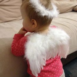 Infant White Angel Feather Wings Sets Lovely Baby Newborn Photography Outfit Props Kids Costume Headbands Photo Props Decoration