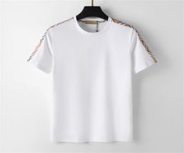 Designer Men039s Tee shirts Black White Beige 100 cotton classic Plaid brand Embroidery Antiwrinkle Breathable Crew Neck Bu1234400