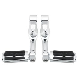 Highway Pegs 1.25" Long Angled Engine Guard Bar Motorcycle Foot Rests For Harley Electra Glide Road King Street Glide Chrome