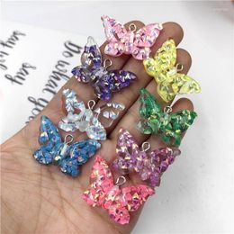 Charms 10pcs Kawaii Brightly Butterfly For Earrings Cute Resin Insect Pendant Flatback Keychain DIY Jewellery Making Findings
