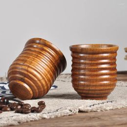 Mugs Cup Natural Wooden Beer Milk Coffee Mug Juice Handmade Tea Colour Log Wood Glass&Bottle With Spoon Glass