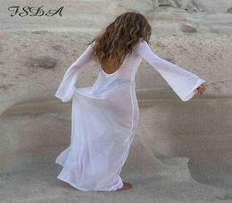 Fsda Maxi Long Sleeves Women Dress Backless Club See Through Mesh Summer Sexy Party Beach Dresses Bodycon Casual J2205196157467
