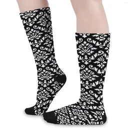 Women Socks White Baroque Floral Vintage Print Trendy Stockings Spring Anti-Slip Unisex Warm Soft Design Skateboard