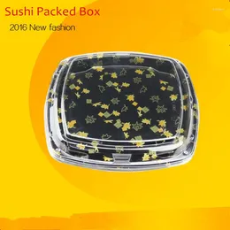 Baking Tools Floral Print Sushi Packaging Box Cherry Blossoms Takeout Food With Lid 19cm 11cm 4cm 15PCS