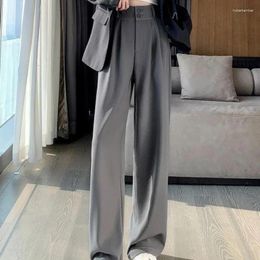 Women's Pants Deeptown Baggy Casual Woman Suits Korean Fashion Office Ladies Wide Gray Trousers High Waist Summer Black Straight Slacks