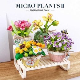Blocks Mini building blocks flowers DIY plant bouquets pottery models assembly toys suitable for home decoration holiday gifts H240527