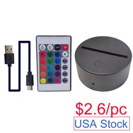 3D Night LED Light Lamp Base Remote Control USB Cable Adjustable 16 Colours Decorative Lights for Birthday Gift Valentine Living Room Ba 201V